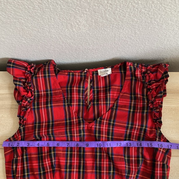 J Crew Tartan Plaid Christmas Holiday Flutter Sleeve Tiered Midi Dress 10 - Picture 8 of 11